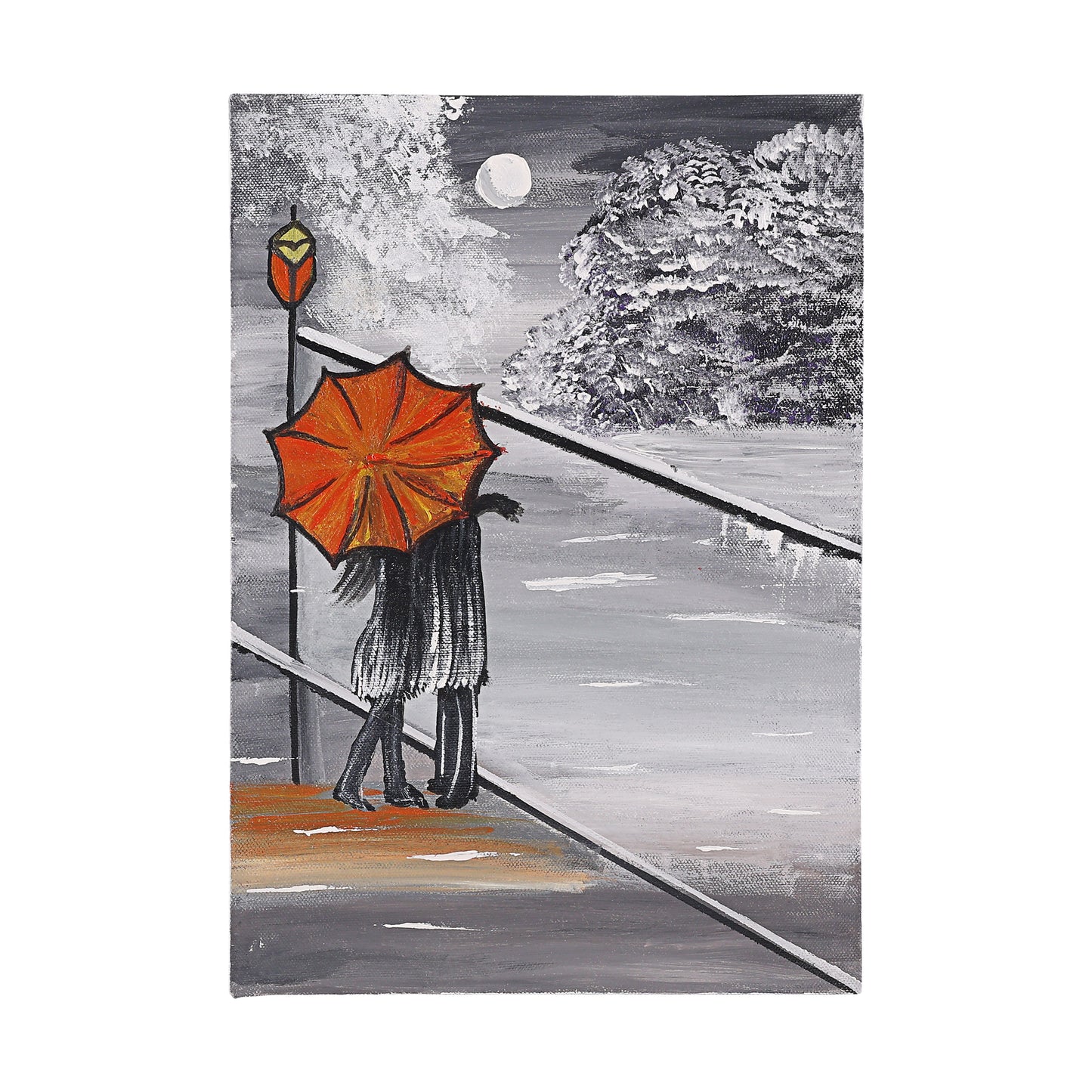 Moonlit Stroll – Hand-Painted Romantic Canvas Art