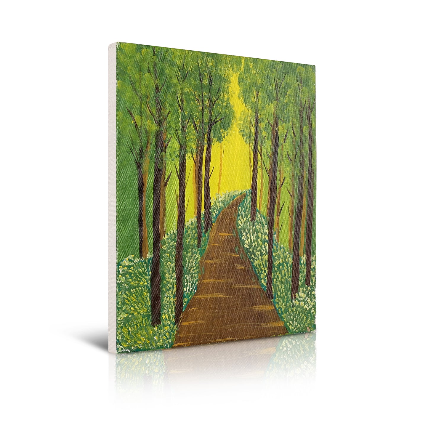 Journey Through Green - Hand Painted Acrylic Canvas Art