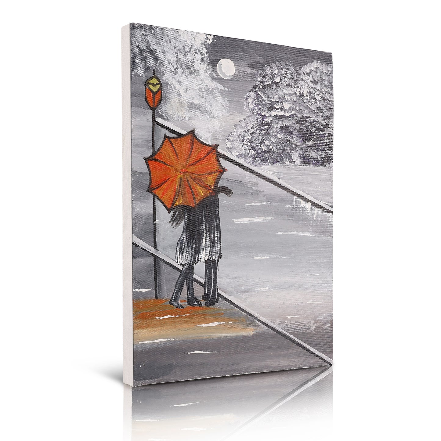 Moonlit Stroll – Hand-Painted Romantic Canvas Art