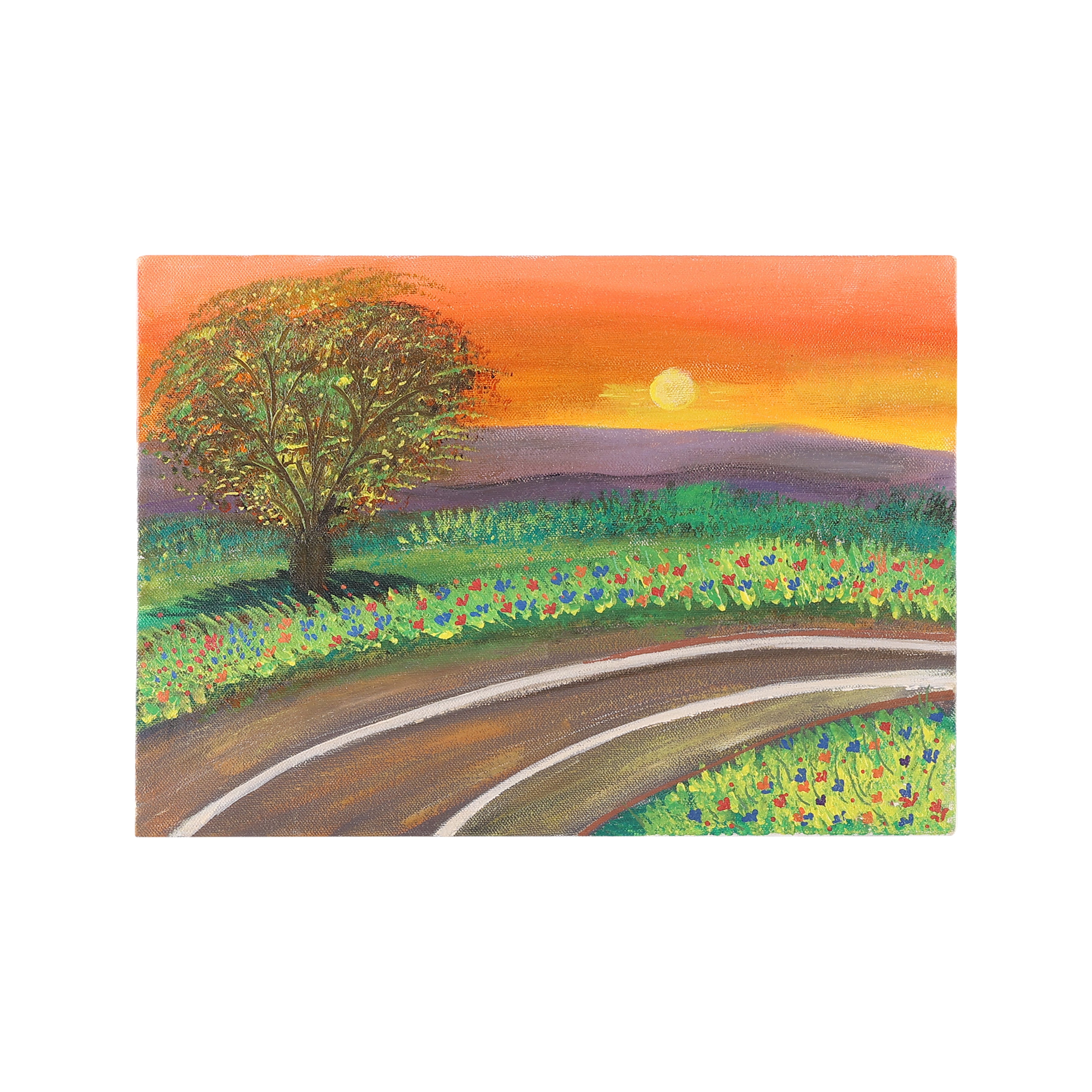 Evening Glow Landscape | Hand Painted Acrylic Canvas Art – Heartly