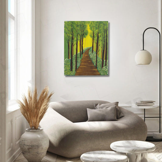 Journey Through Green - Hand Painted Acrylic Canvas Art