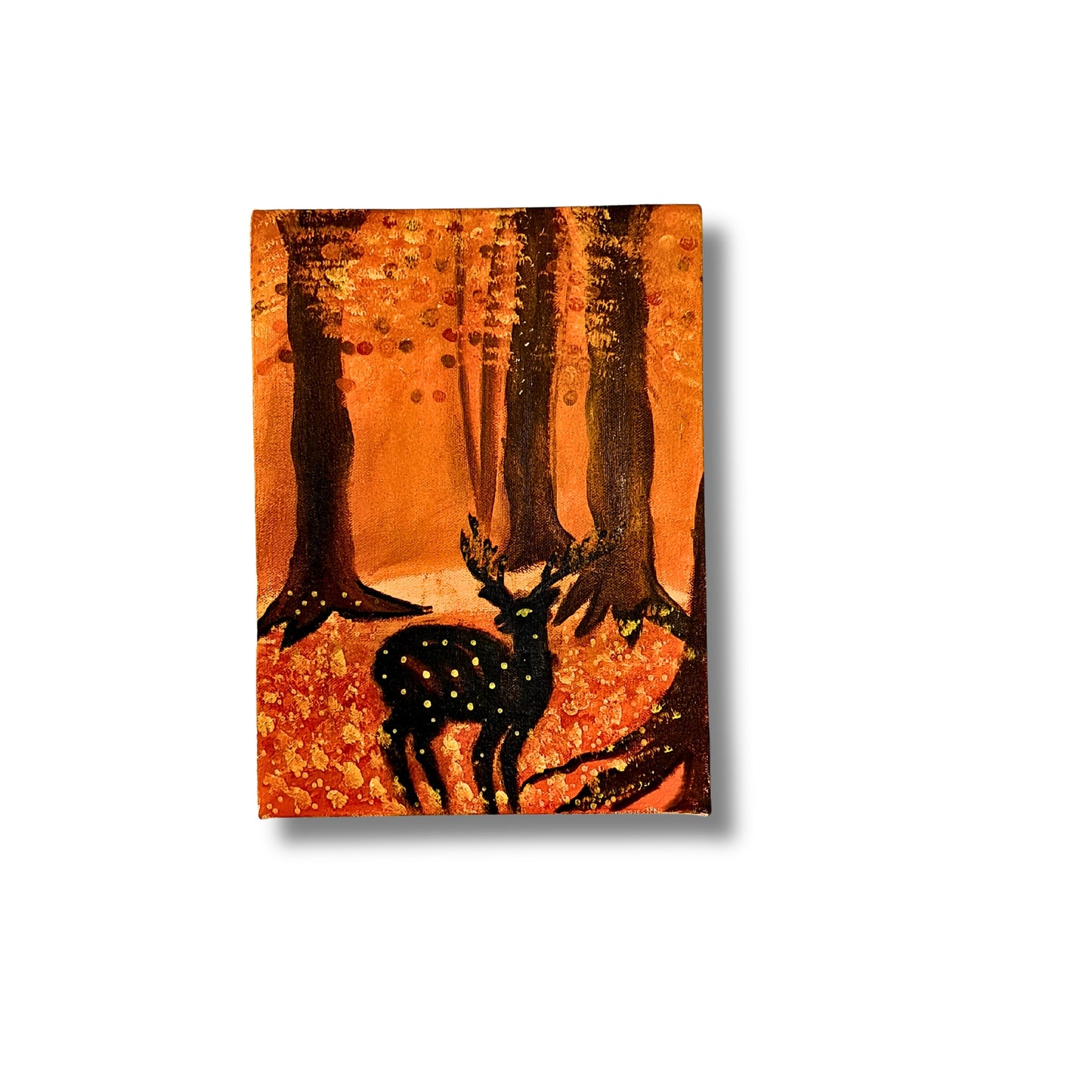 Golden Grove: Deer Path — Vibrant Hand Painted Acrylic Canvas Art