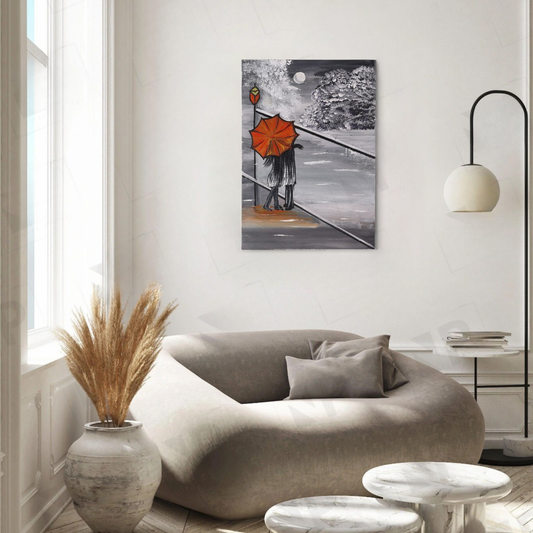 Moonlit Stroll – Hand-Painted Romantic Canvas Art